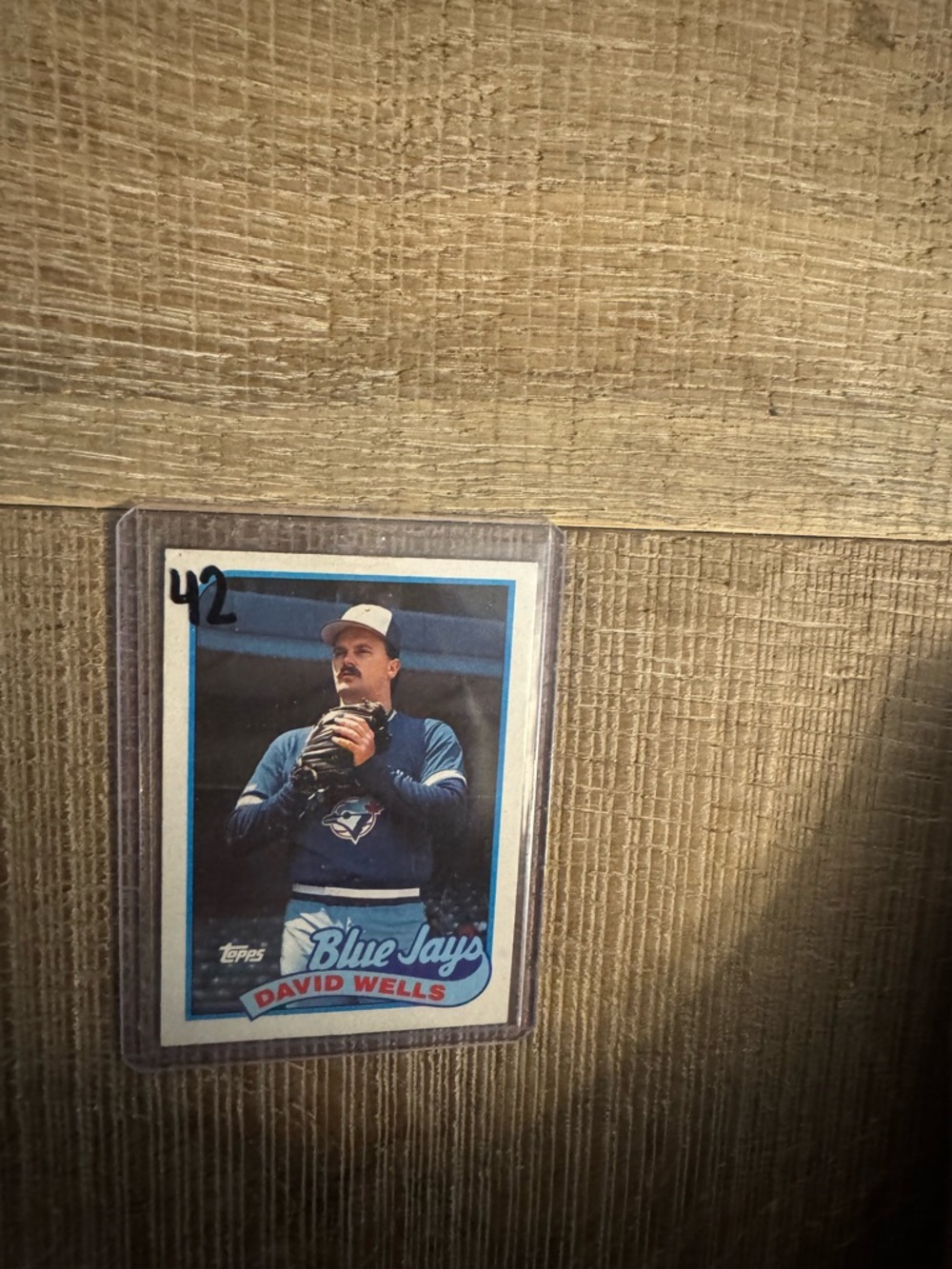 Topps Blue and White David Wells Baseball Card Holder